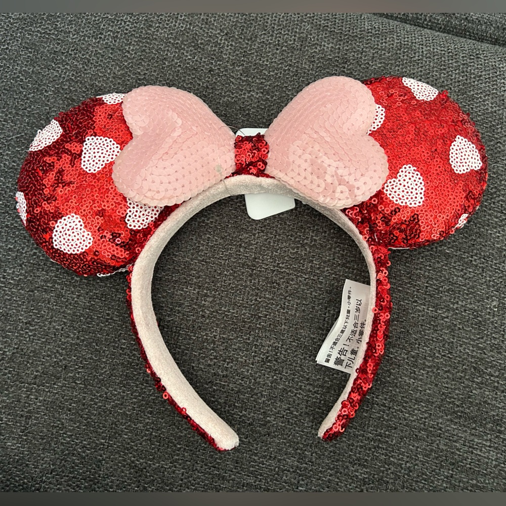 Disney Red Sequin Heart Valentine Ears